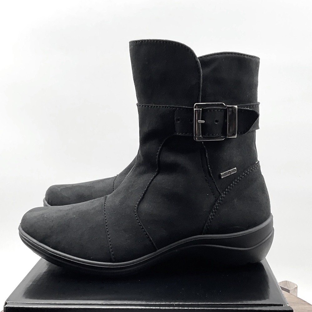 Romika Josef Seibel Black TopDry Tex Waterproof Faux Fur Lined Boots Women 7-7.5